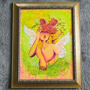 Original “Devotion” mixed media painting in frame